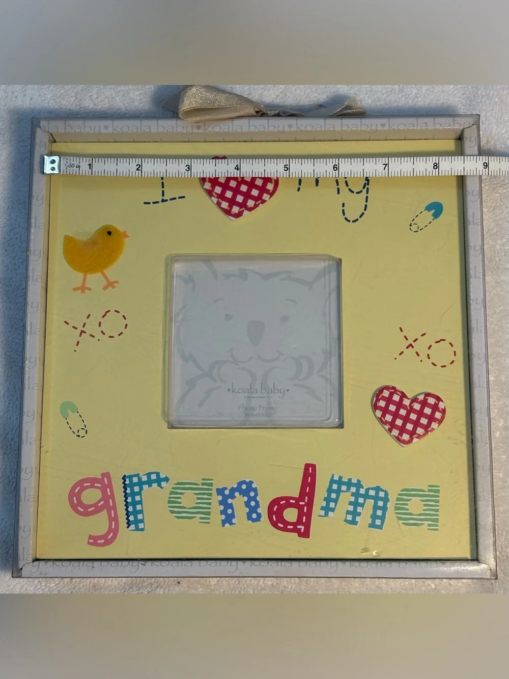 Vintage I Love My Grandma Picture Frame Koala Baby Felt Chick Wood Heart Giftbox